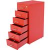 Treeisland Cassettiera con 6 cassetti, armadietto da ufficio con ruote, in metallo, per ufficio, studio, colore rosso