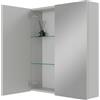 Planetmöbel ARIA Armadio a specchio per bagno largo 60 cm | Armadio da bagno sospeso con specchio | Bianco grigio, senza luce e presa di corrente, Armadietto specchiera bagno ospiti 60 x 70 x 16 cm