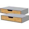 [en.casa] Set di 2 Mensole con Cassetto Consolle da Parete Mensole da Muro Comodini Sospesi con Cassetto Integrato 40 x 24 x 8 cm bambù - Grigio