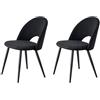 BenyLed Set di 2 Sedie da Pranzo in Velluto Matty, Sedia da Cucina Imbottita Moderna di Metà Secolo con Gambe in Metallo per il Soggiorno, Sala da Pranzo (Nero)