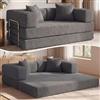 Vipbear Divano letto velluto a coste 160×90×70 cm, divano a pavimento trasformabile 5-in-1, schiuma ad alta densità, pet-friendly ed ergonomico, senza montaggio, Grigio