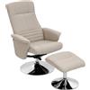 HOMCOM Poltrona Relax reclinabile a 135°, girevole a 360°, rivestimento in tessuto per soggiorno, camera da letto, ufficio, fino a 150 kg, beige