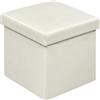 Klihome Pouf Poggiapiedi Contenitore, Cubo Portaoggetti 30x30x30 cm, Scatola Piccola, Sgabello Pieghevole con Seduta Imbottita, Lino, Crema