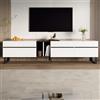 QXJVA Mobile TV bianco 180 cm Lowboard per TV fino a 80 pollici con scomparto pieghevole e ante per TV, design moderno, piedini regolabili per soggiorno