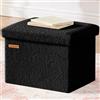 HAUSFRAU Sgabello con vano portaoggetti, pieghevole, portata fino a 130 kg, per soggiorno, camera da letto, corridoio, 42 x 31 x 31 cm, pile nero