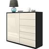 Vladon Madia Ben V2, mobile con 1 anta e 5 cassetti, nero opaco/bianco lucido (79 x 74 x 36 cm)