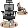 MELOKEA Sedia Ufficio Ergonomica 200KG per Persone Alte | Sedia Gaming | Braccioli 7D | Schienale Regolabile 6 Posizioni | Seduta Profondità Regolabile | Ruote Gomma Silenziose | EN12520