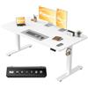 Flamaker Scrivania regolabile in altezza, tavolo intero 140 x 60 cm, scrivania regolabile in altezza, elettrica con controllo memoria, promemoria sedentario e ricarica USB (bianco)