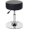 Mendler Sgabello Girevole Regolabile Moderno HWC-C22 Cromato Ecopelle Ø 35cm Nero