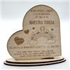 Lol t-shirt Targhetta in Legno Cuore Personalizzata per Maestra o Maestro - Regalo Fine Anno con Dedica e Nomi Bambini - Insegnante Classe Elementare - Idea Regalo Originale 11x11 cm