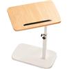 BUERPINKING Tavolino a forma di C, piccolo tavolino rotondo per caffè, snack e piante, regolabile in altezza (45-80 cm), piccolo tavolino per soggiorno, camera da letto, ufficio, colore legno naturale