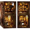 GuKKK Book Nook Kit, Own Bookstore Booknook Puzzle in Legno 3D, Costruzione di Modellini con Mobili e Luce LED in Legno Book Scaffale Inserto Decorazione, Regalo di Vacanza (Caffetteria)