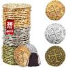 ZUCOS Set di monete da pirata, in metallo, decorazione per giochi da tavolo DND, cosplay, realistica medievale, tesoro dei pirati (oro 12, argento 12, Copper 12, Large)