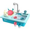 cute stone- Giocattolo - Set lavello da cucina con rubinetto dell'acqua calda che cambia colore, detersivo per i piatti, riciclo dell'acqua - per bambini dai 3 anni in su - Blu