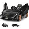 RELAX4LIFE Macchina Lamborghini Elettrica per Bambini 12V, Veicolo Ricaricabile con Telecomando 2,4 G, a Batteria con Musica, Storie Educative e Luci Realistiche，3 Anni+