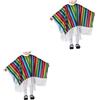 LIFKOME 2 Pezzi Costume Messicano Per Bambine Poncho Per Halloween Mantello Design Colorato Per Travestimenti Festa