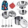 GOLCUGYJH Accessori da Cucina per Bambini Con Pentole e Padelle - Mini Giocattoli in Acciaio Inox, Utensili Con Custodia per Ragazze e Ragazzi