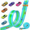 ACELIFE Piste flessibili per auto da corsa, 4,5M Pista da corsa con 6 auto incluse, pista da corsa portatile a tre corsie, rampe per auto 1/64, giocattolo regalo per bambini dai 3 anni in su