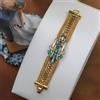 Braccialetto Dorato Arte Deco Strass Floreale Verde Matrimonio Vintage 1920s A