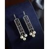 Orecchini A Chiodo Argento Art Deco CZ Blu Perla Matrimonio Filigrana BE5