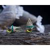 Orecchini Dormeuse Dorato Mini Perla Verde Cz Peridoto Vintage Stile ET9