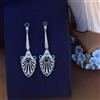 Orecchini A Perno Argento Art Deco Ventaglio Incassato Di CZ Verde Anni 1920 SB1