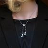 Collana Corto Ciondolo Argentato Bella Periodo 1890 Stile Ovale, Zirconia Cubica