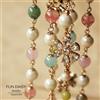Collana Lungo Catena Perla Agata Blu Quarzo Rosa Trifoglio Class Retrò FUN2