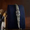 Bracciale Argento Antico Arte Deco Cz Blu Vintage 1920s Stile Matrimonio SC11