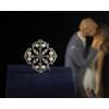 Spilla Art Déco Argentata Trifoglio CZ Con Finta Perla Bianca Stile 1920 XZ21