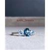 Artik Jewels Naturale Topazio Blu Con 14K Placcato Oro Bianco Argento Tre Beige Donna Anello
