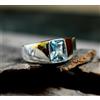Artik Jewels Anello In Argento Sterling 925 Con Gemma Di Topazio Blu Naturale Per Uomo AJ355