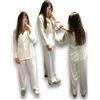 Set Pigiama In Raso Satin Da Sposa Maniche Lunghe Vita Elasticizzata Bianco XXXL