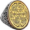 KAMBO Anello da uomo in argento Sterling 925, motivo: Re Salomone, stella di Davide e timbro di potere, ispirato alla Kabbalah, Argento, Nessuna pietra preziosa