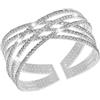 Suyi Bracciale in strass da donna con polsino in argento multistrato e cristalli, argento, lega.