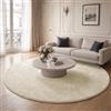 VOUNOT® Tappeto Morbido a Pelo Corto Rotondo 200 cm, per Salotto e Camera da Letto, Lavabile in Lavatrice, con Doppio Sistema Antiscivolo, Stile Moderno, Beige