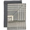 Wenko Asciugamano da tè MOD. Tito Set 2 Strofinacci Cucina Cotone Altamente assorbenti e Asciugatura Rapida Design Waffle Righe Elegante Grigio 45x65 cm