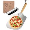 Viesap Pala Per Pizza, In Alluminio, 30.5x59.5cm, con Pieghevole Manico In Legno, Corta con XXL