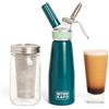 NITRO KAFO - Macchina da caffè Nitro da 0,5 l, in alluminio, con speciale ugello diffusore Nitro e caffettiera per birra fredda, barattolo di vetro per birra fredda, 0,5 l