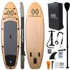 Whitewood SUP Tavola da Stand Up Paddle Surf Gonfiabile 10' / 305 cm Premium Disegno Legno con Accessori - Pagaia Regolabile, Pompa, Zaino da Viaggio iSUP, Borsa impermeabile - 150 kg, 2 Persone