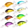 Nukinp Esche da pesca da 8 pezzi, Crankbait in ABS da 3, 94 pollici con gancio, Kit di esche da pesca con occhi 3D per acqua salata, acqua dolce