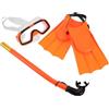 Luxshiny Set Snorkeling con Pinne Arancioni 25-30, Maschera Anti-appannamento e Boccaglio Dry Top in Pvc+pc+pp+eva per Spiaggia e Piscina