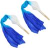 Syrisora Ventaglio di Danza del Ventre in Seta Artificiale da 1,5 M, Ventaglio da Ballo Quadrato Tricolore con Cornice in bambù per Oggetti di Scena di Danza, Bianco Ciano Blu