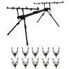 Xgdsnly Treppiede Telescopico in Alluminio 5 Supporti Porta Canne da Pesca Nero