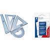 Staedtler 569-22 Mars - Set di geometria, Trasparente, 4 pezzi & Mars Plastic 526 53 Gomma, Bianco, 11 x 6.6 x 1.5 cm, Confezione Da Tre