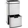 KLARSTEIN Touchless - Cestino dei Rifiuti con Sensore, 72 Litri in 4 Contenitori: 43 & 2 x 12,5 L, Secchio per l'Umido con Coperchio: 4 L, Apertura/Chiusura Automatica, Argento