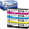 DOUBLE D 913A Multipack per HP 913A,Non interessato dall'aggiornamento,compatible per Cartucce HP PageWide Pro 477dw 477dn 352dw 377dw 377dn 352dn 577dw 452dw 452dn 577z 552dw (1BK/1C/1M/1Y)