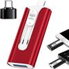 Generic Chiavetta USB 3 in 1, 32 ~ 256 GB, micro USB + 8 pin + USB 3.0, U-Disk 3 in 1, per foto e video, backup di file, con adattatore di tipo C, Plug & Play, nessuna app richiesta (Rosso, 64 GB)