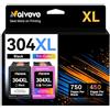 Naiveve 304XL Compatibile per Cartucce HP 304 XL per HP Envy 5030 5032 5010 5050 DeskJet 3760 3750 2630 3762 2600 2620 2622 Stampante (1 nero, 1 colore)