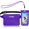 iVoler Kit Impermeabile con Borsa Marsupio e Custodia Smartphone IPX8 per Sport Acquatici Pesca Vela Sci Mare Escursione, Protezione per Cellulare Portafoglio Documenti - Viola